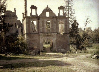 Remains of the damaged castle, Dives, Oise, France, 1917 by Fernand Cuville